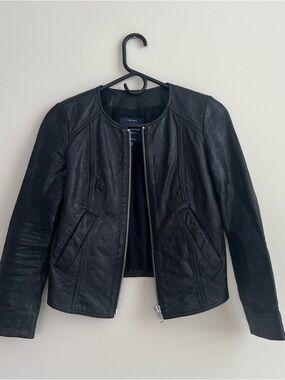 Madewell 100% Leather Moto Jacket Black Size XXS